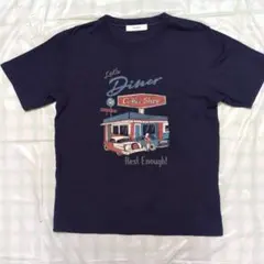 INHERIT　ジョイントワークス　プリント Tシャツ ネイビー