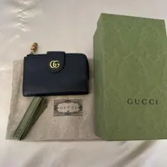 GUCCI 二つ折り財布 黒 バンブー