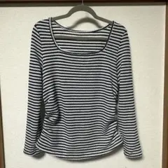 即購入可　ボーダー長袖Tシャツ スクエアネック　XL 美品