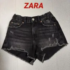 ZABA ザラ ブラック デニム ダメージ ショートパンツ11-12歳 152㎝