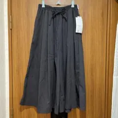 ダークグレー ワイドパンツ リボン付き