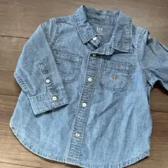 美品✨Baby GAP デニム　シャツ　くま刺繍　ブルー　12〜18m 80