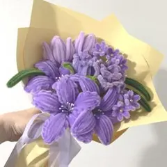 枯れないお花　モールフラワー　ハンドメイド　花束　ブーケ　ランダムカード付き