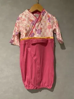 《50〜70cm》ベビー 着物風ドレス ピンク お食い初め　お祝い