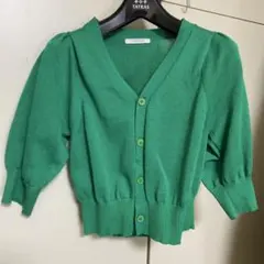 MACPHEE グリーン カーディガン 半袖