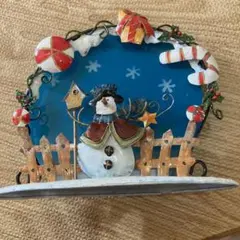 雪だるま　キャンドルホルダー　陶器　クリスマス　置物