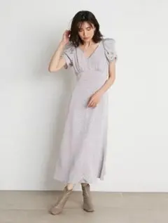 SNIDEL　バリエーションプリントパフスリワンピース