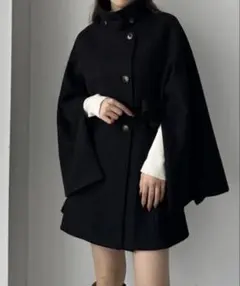 ルエレ Louere ハイネックミドル丈コート ブラック Lサイズ