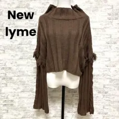 [Newlyme]Lブラウン フリンジ付き袖が長いニット セーター
