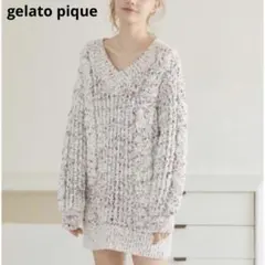 美品　gelato pique　レディース　スフレアランドレス　F　赤×白