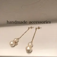 ハンドメイド✳︎スノーマン　コットンパールピアス　イヤリング　ウィンター