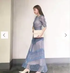 美品⭐︎ラグナムーン ショルダーギャザーレースマキシワンピース