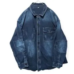 希少✨ダークブルー デニムジャケット オーバーサイズ 6XL 内ポケット付き