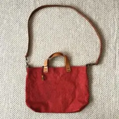 新品未使用/安曇野れんげ　赤 キャンバス 2WAYショルダーバッグ　トートバッグ