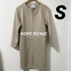 ROPE’ PICNICノーカラーコート ミドル丈 スエード調 36