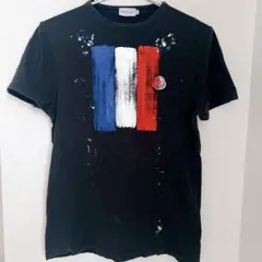 モンクレール トリコロール クルーネック 半袖 Tシャツ S 黒 綿 お出かけのサムネイル