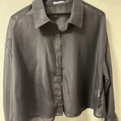 シースルーグレー長袖シャツ