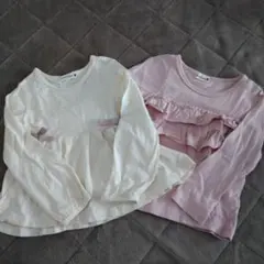 branshes 長袖カットソー2点セット（アイボリー・ピンク）100サイズ