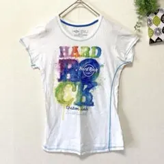 【Hard Rock】 tシャツ 半袖 S相当 ラインストーン カラフル