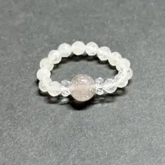 BR1116 天然石 ビーズリング パープルリビアングラス リビアングラス