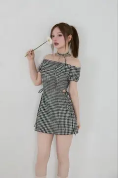 ワンピース Becky check mini dress andmary andmary Becky check mini dress black - メルカリ