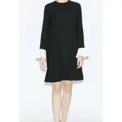 新品未使用】YOKOCHAN ネイビー 半袖 ひざ丈ワンピース ヨーコチャン