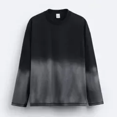 ZARA コントラストユーズドTシャツ ブラック×グレー　Mサイズ