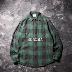 SONOMA ネルシャツ チェック　コットン　グリーン系　レトロのサムネイル