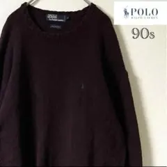 90s POLO RALPH LAUREN/コットンニット/L/ボルドー