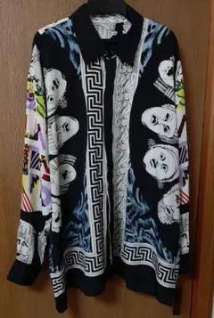 ヴィンテージ　シルクシャツ　ヴェルサーチ柄風