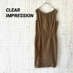 クリアインプレッション ノースリーブ ワンピース 1 ブラウン ベージュ