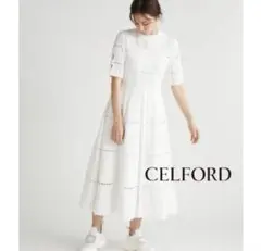 お値下げ可CELFORD ディフォーメーションニットワンピース 白