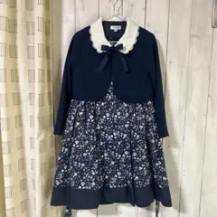 ネイビー フラワープリントドレス セット 120cm
