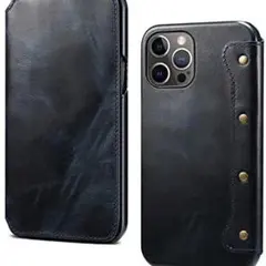 iPhone13 pro max 用 大人の高級本革ケース【blue】