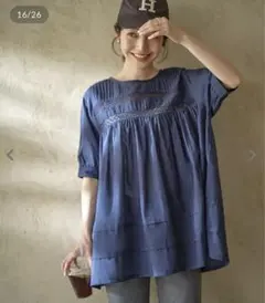 ブラウス　前後２way ドッキングレースチュニック