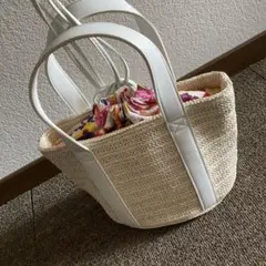 ストロー ハンドバッグ ホワイト