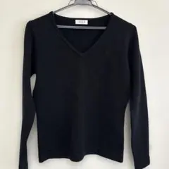 ELLE ブラック Vネックニットセーター(薄手)