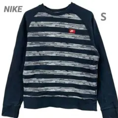 ナイキ　メンズトレーナー スウェット　黒 ボーダー　S ラグラン【1553】