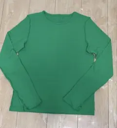 GU ソフトリブクルーネックT（長袖 ） Mサイズ グリーン