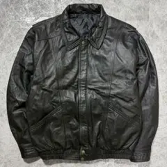 本革 レザーブルゾン 短丈 ブラック XL 日本製 シルエット◎ ジャケット