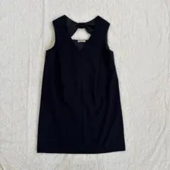 【美品】ローズティアラ バックリボンワンピース 大きいサイズ 42 ネイビー