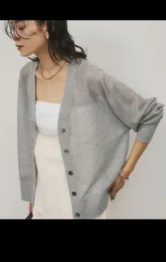 SALON adam et rope' シアーＶネックカーディガン ピンク