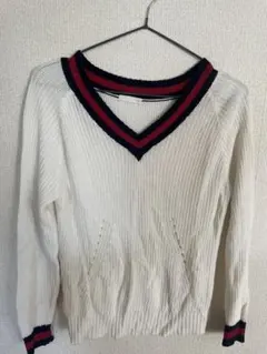 GU ホワイト Vネック セーター Mサイズ
