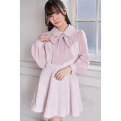 suyunn スユン 2wayリボン付きラメツイードドッキングワンピース