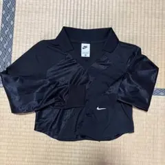 Nike ブラック ナイロン長袖ポロシャツ S