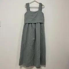 【最終価格】グリーン系 リボン付きロングワンピース 1月末に処分