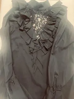 Belle vintage 長袖 ブラウス フリル レース ブラックのサムネイル
