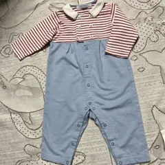 美品☆familiar ☆ カバーオール　赤白ストライプ☆70
