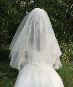 ホワイトパール付きウェディングベール