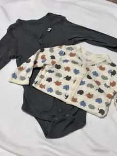 ベビー肌着 長袖 動物柄 80cm 2点セット